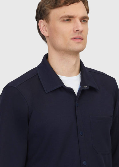 Marineblaues Polo-Neck-Sweatshirt, schlicht