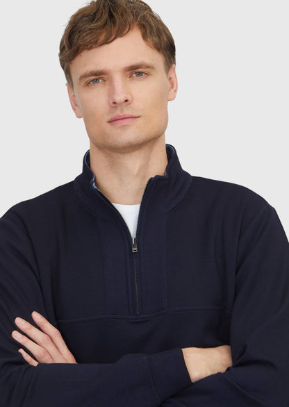 Marineblaues, schlichtes Rollkragen-Sweatshirt