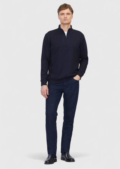 Marineblaues, schlichtes Rollkragen-Sweatshirt