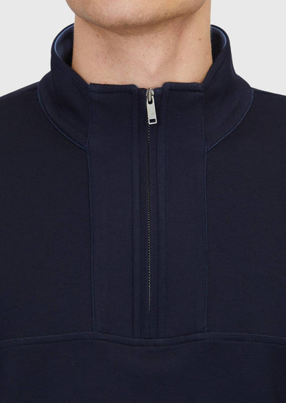 Marineblaues, schlichtes Rollkragen-Sweatshirt