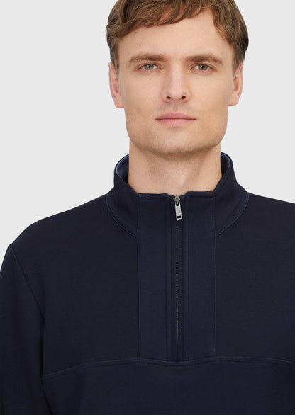 Marineblaues, schlichtes Rollkragen-Sweatshirt