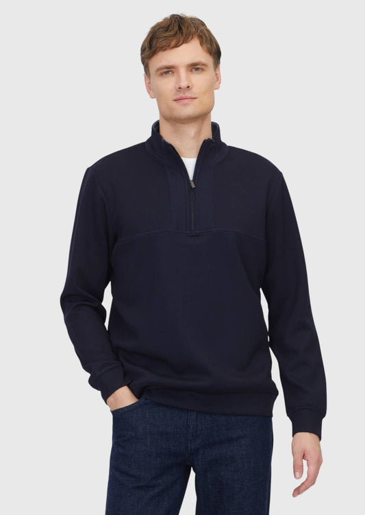 Marineblaues, schlichtes Rollkragen-Sweatshirt
