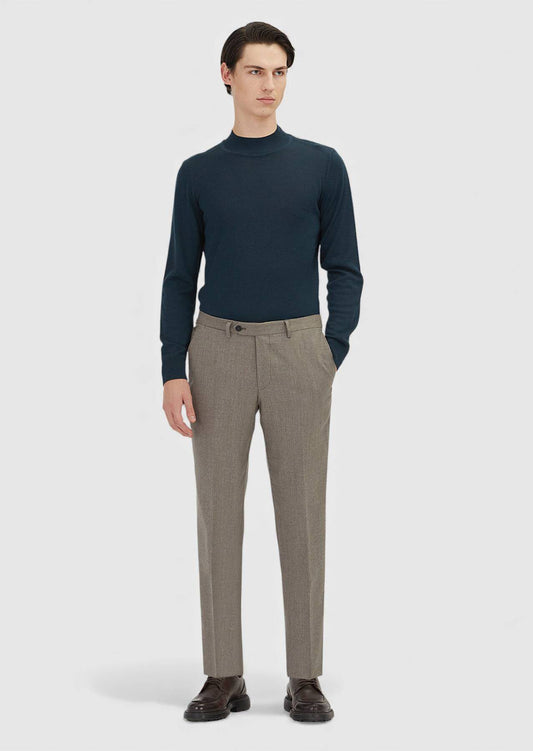 Hellbraune Velours Regular Fit klassische 100% Wolle Hosen