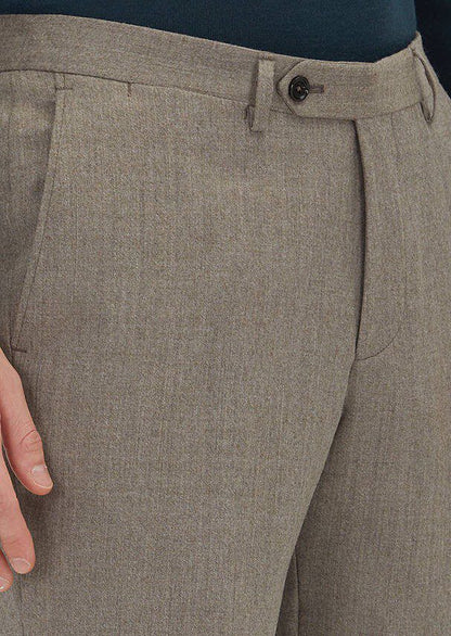 Hellbraune Velours Regular Fit klassische 100% Wolle Hosen