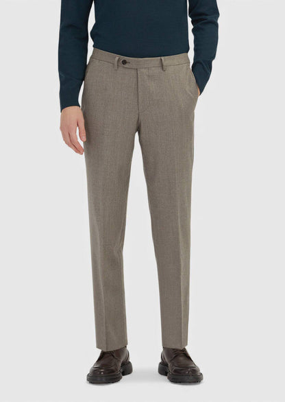 Hellbraune Velours Regular Fit klassische 100% Wolle Hosen