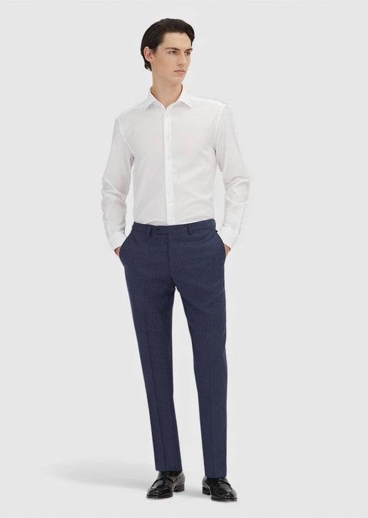 Helle marineblaue Wollhose Regular Fit