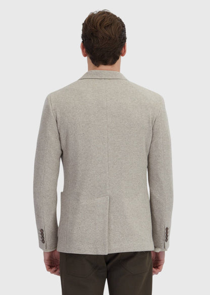 Dunkelbeige, einfarbige Jacke aus Wollmischgewebe