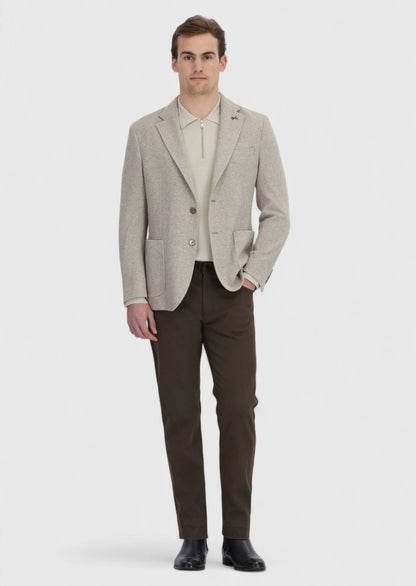 Dunkelbeige, einfarbige Jacke aus Wollmischgewebe