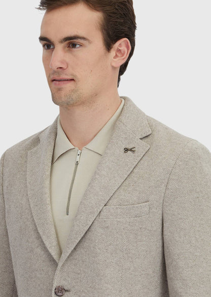Dunkelbeige, einfarbige Jacke aus Wollmischgewebe