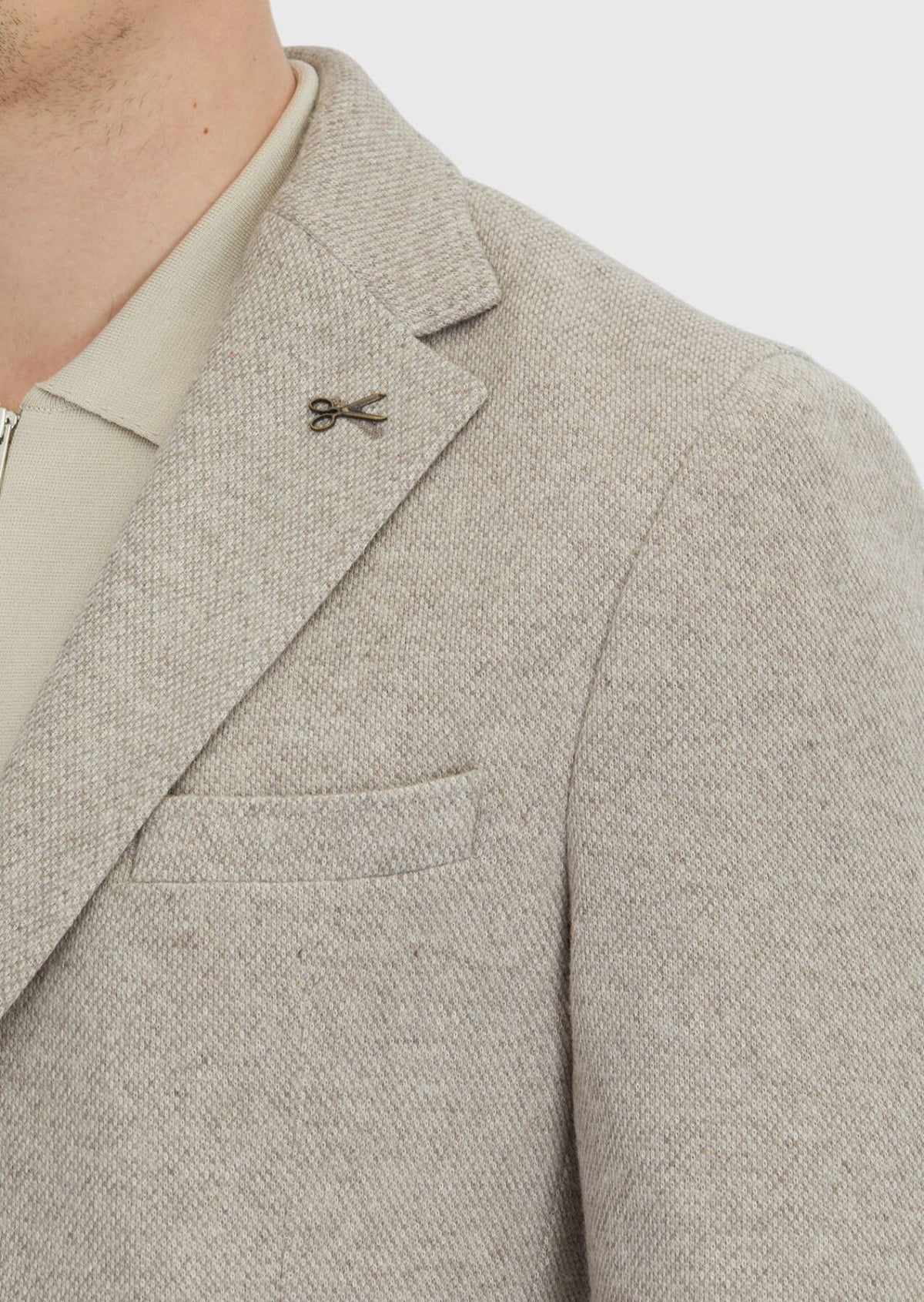 Dunkelbeige, einfarbige Jacke aus Wollmischgewebe