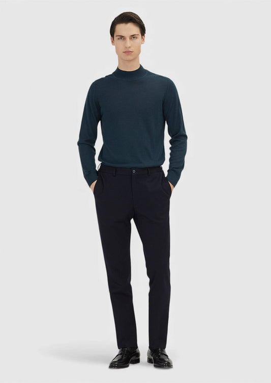 Marineblaue Strickhose, modern, Wolle-Mix