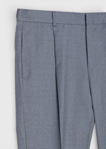 Grau Gewebte Regular Fit Casual 100% Wolle Hose