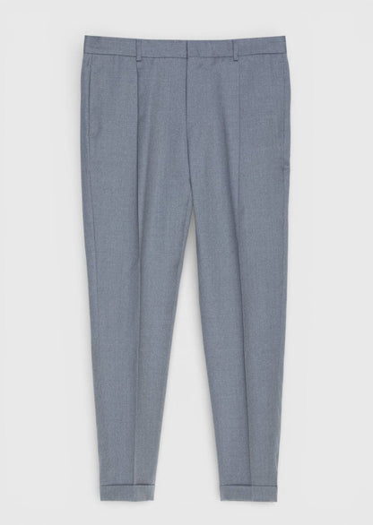 Grau Gewebte Regular Fit Casual 100% Wolle Hose