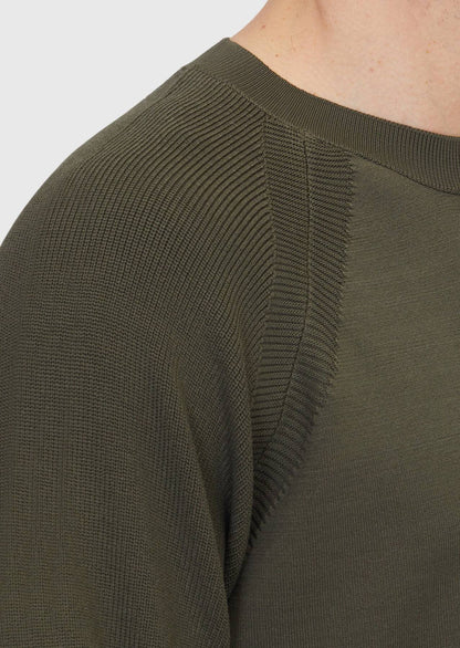 Khakifarbenes Strick-Sweatshirt