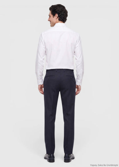 Marineblaue Webung Regular Fit Wollhose