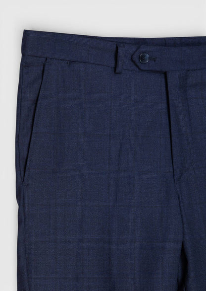 Marineblau Karierter Zeroweight Anzug 100% Wolle