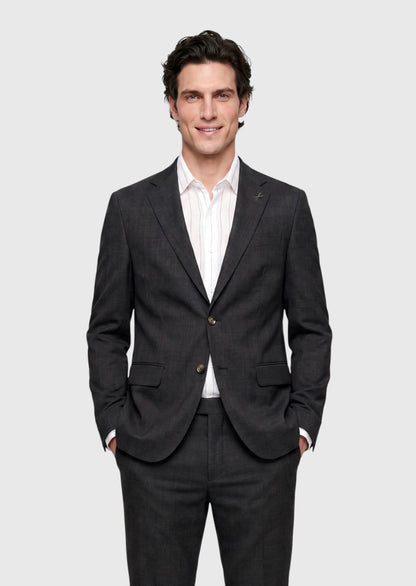 Anzug aus 100 % Wolle, kariert in der Farbe Hard Coal, Zeroweight Slim Fit