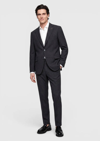 Anzug aus 100 % Wolle, kariert in der Farbe Hard Coal, Zeroweight Slim Fit