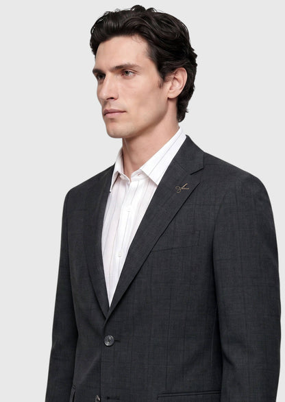 Anzug aus 100 % Wolle, kariert in der Farbe Hard Coal, Zeroweight Slim Fit