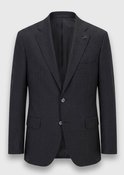 Anzug aus 100 % Wolle, kariert in der Farbe Hard Coal, Zeroweight Slim Fit