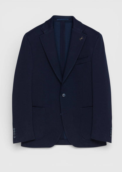 Marineblaue Wollmischjacke