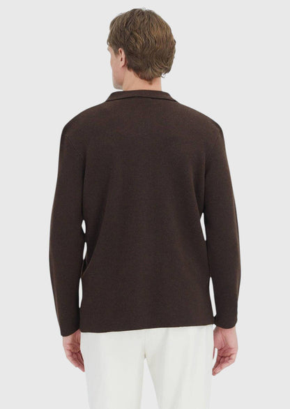 Braune Strickjacke mit Rollkragen aus Wollmischung