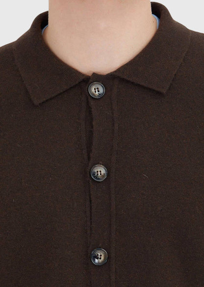 Braune Strickjacke mit Rollkragen aus Wollmischung