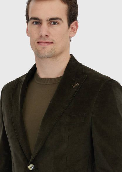 Khakifarbene, gerippte Zeroweight-Slim-Fit-Jacke aus 100 % Baumwolle