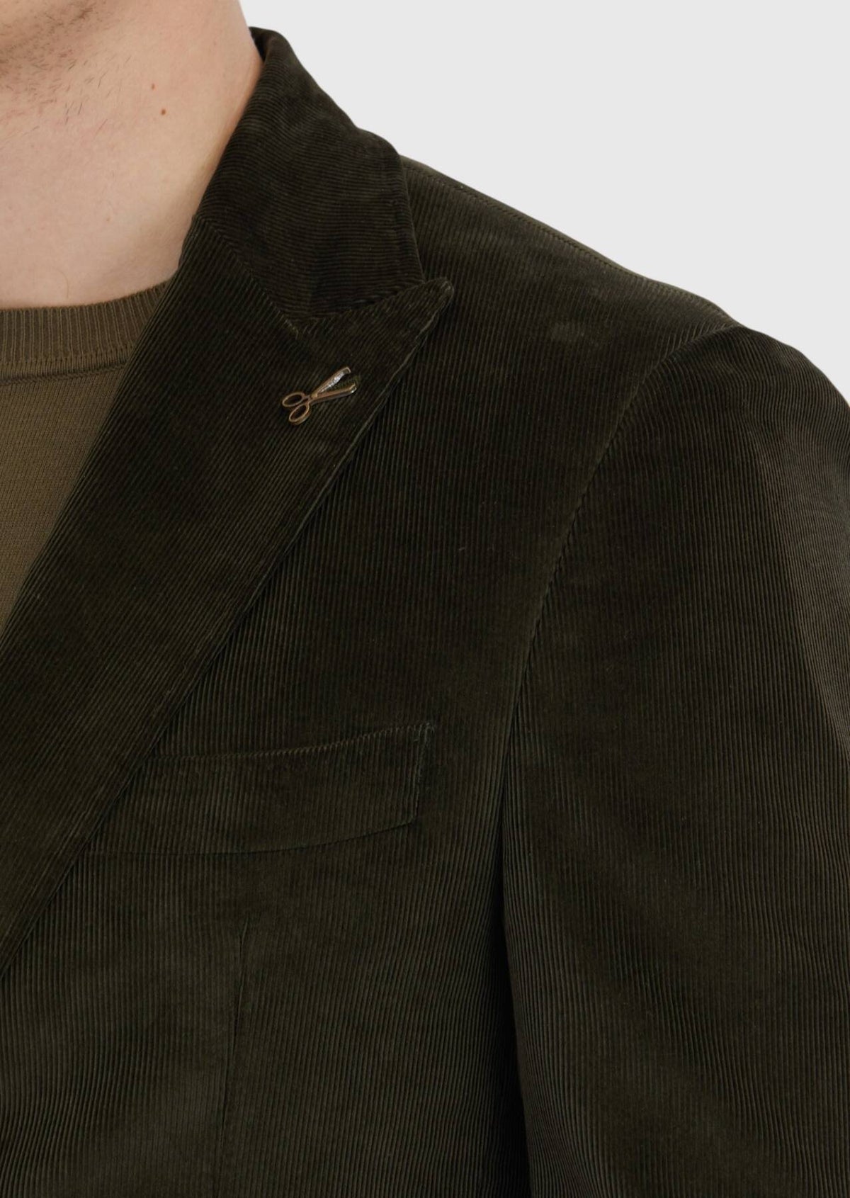 Khakifarbene, gerippte Zeroweight-Slim-Fit-Jacke aus 100 % Baumwolle