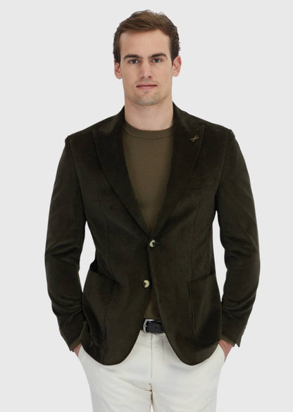 Khakifarbene, gerippte Zeroweight-Slim-Fit-Jacke aus 100 % Baumwolle