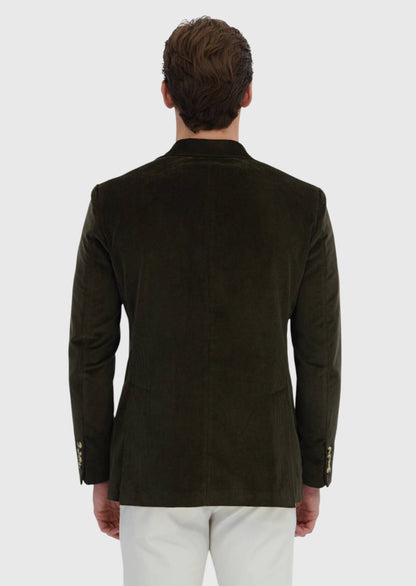 Khakifarbene, gerippte Zeroweight-Slim-Fit-Jacke aus 100 % Baumwolle