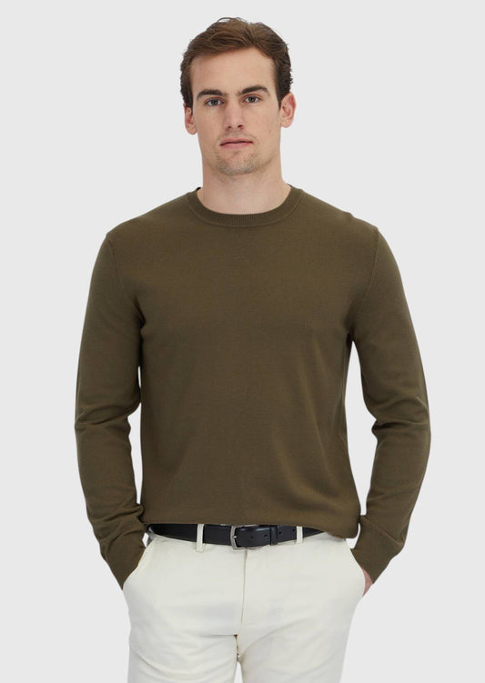 Khakifarbenes Strick-Sweatshirt
