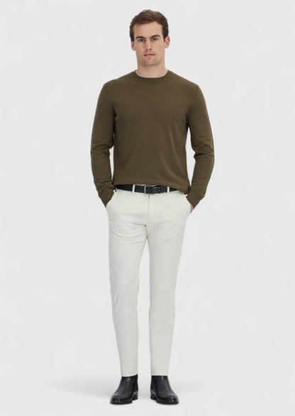 Khakifarbenes Strick-Sweatshirt
