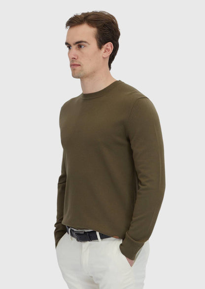 Khakifarbenes Strick-Sweatshirt