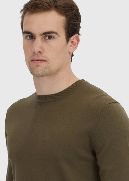 Khakifarbenes Strick-Sweatshirt