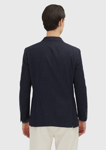 Marineblaue gemusterte Wolljacke