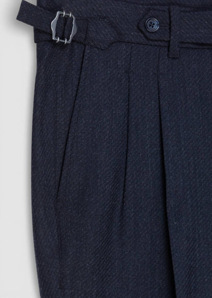 Marineblaue Karottenhose aus Wollmix
