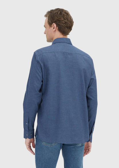 Indigo Casual Fit Weaving Casual Hemd aus 100% Baumwolle