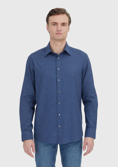Indigo Casual Fit Weaving Casual Hemd aus 100% Baumwolle