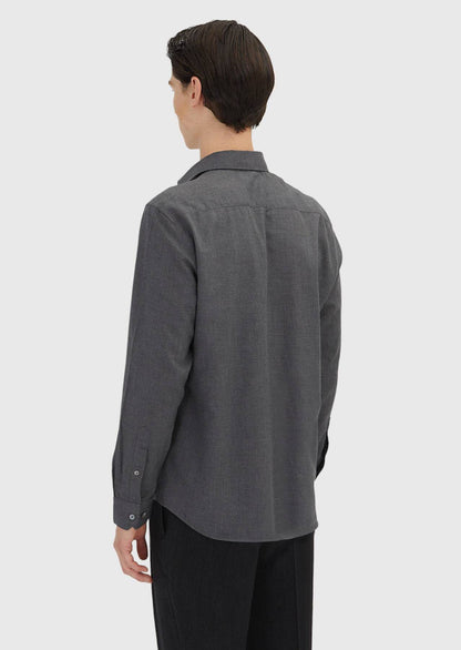 Kohlefarbiges Casual Fit Baumwollhemd