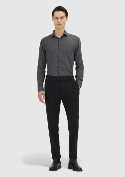 Kohlefarbiges Casual Fit Baumwollhemd