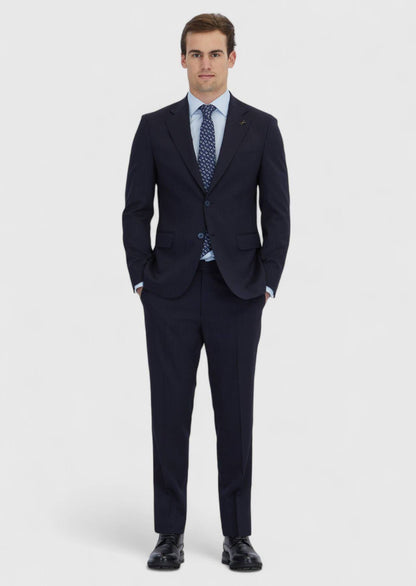 Marineblauer, gestreifter Zeroweight Slim Fit Anzug aus Wollmischung