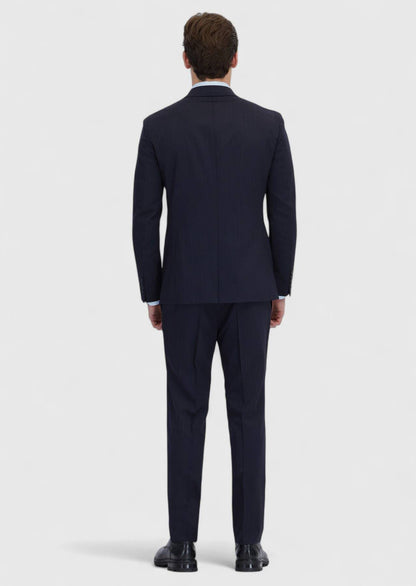 Marineblauer, gestreifter Zeroweight Slim Fit Anzug aus Wollmischung