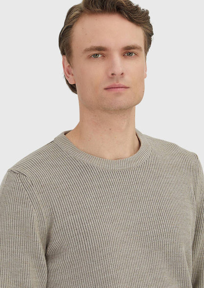 Beiges Strick-Sweatshirt