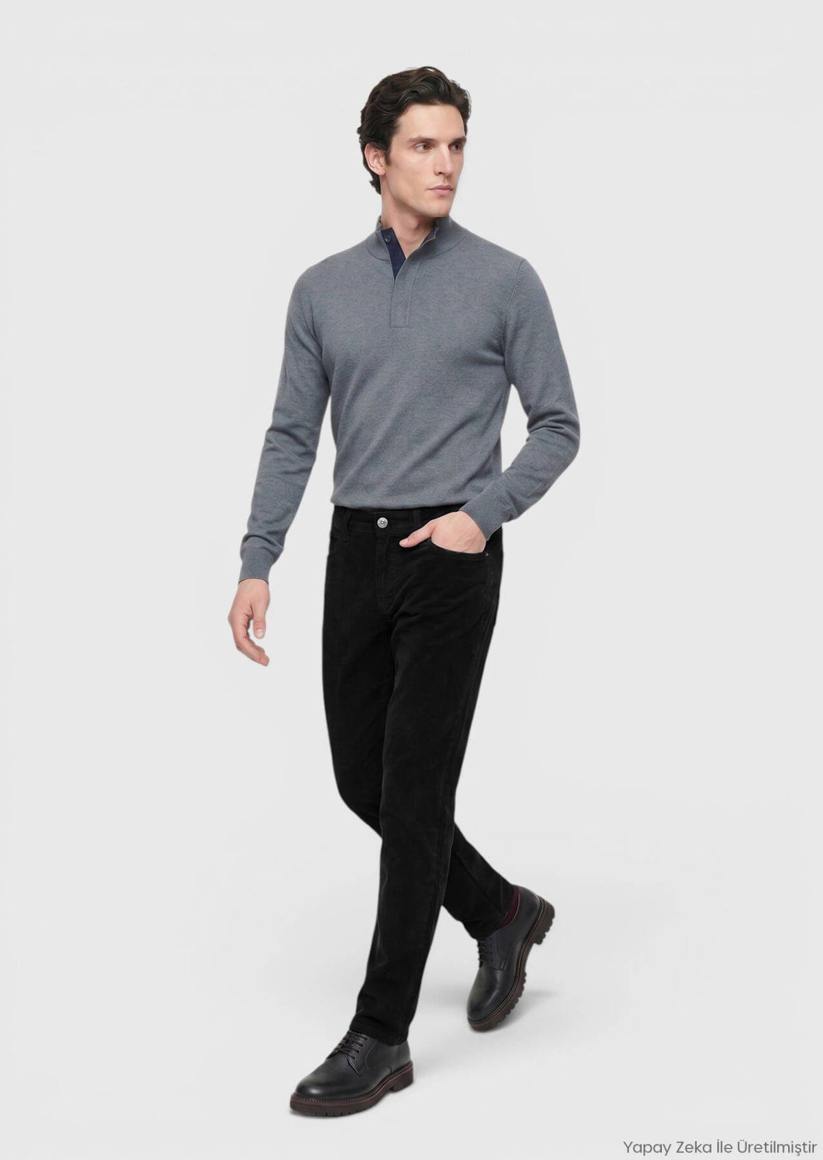 Schwarze Velours Casual Baumwollhose