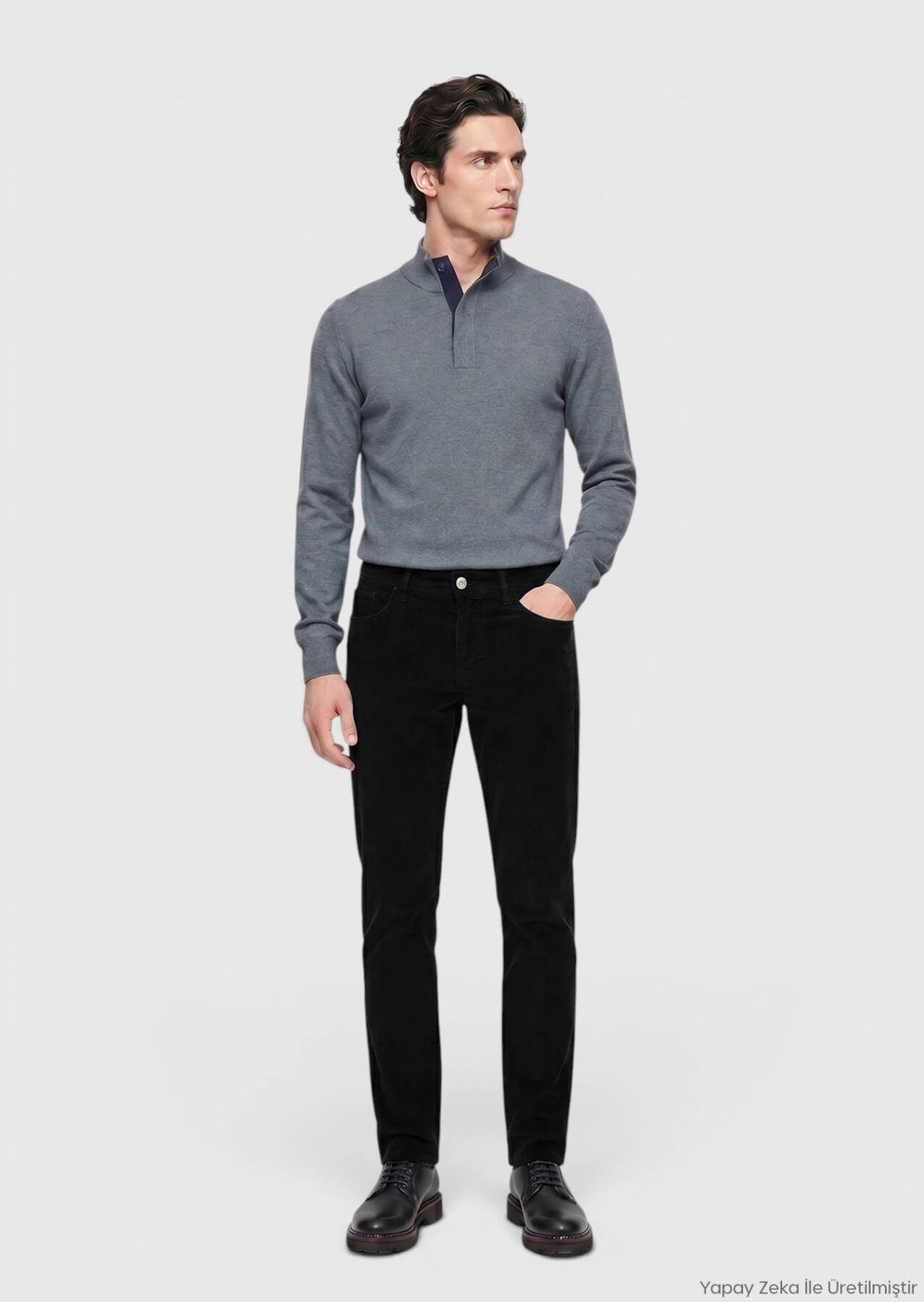 Schwarze Velours Casual Baumwollhose