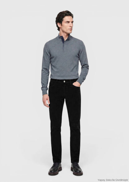 Schwarze Velours Casual Baumwollhose