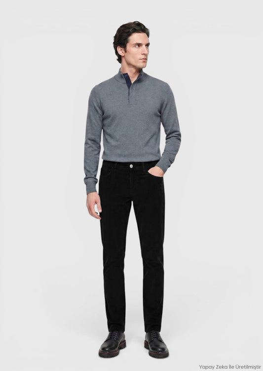 Schwarze Velours Casual Baumwollhose