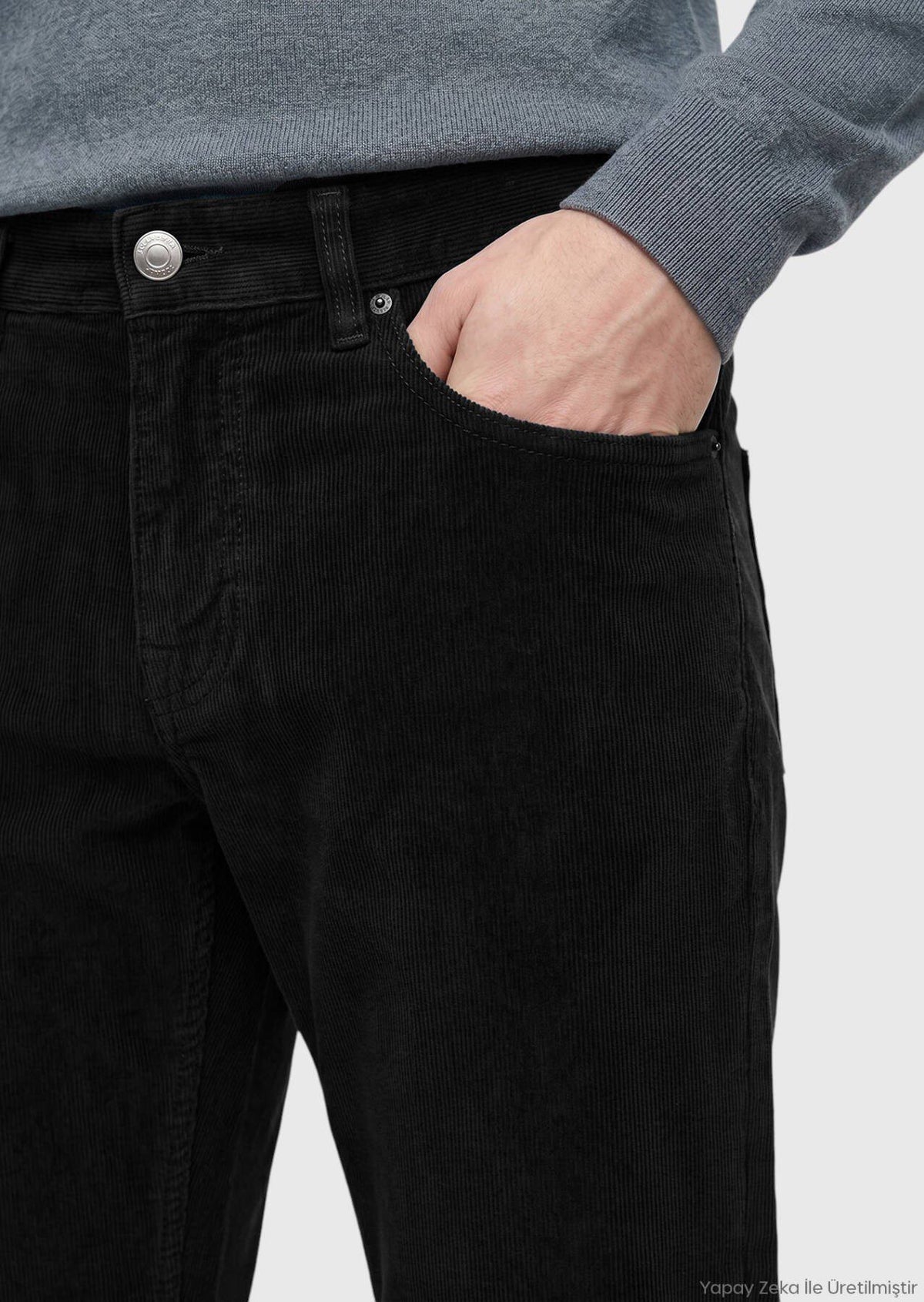 Schwarze Velours Casual Baumwollhose