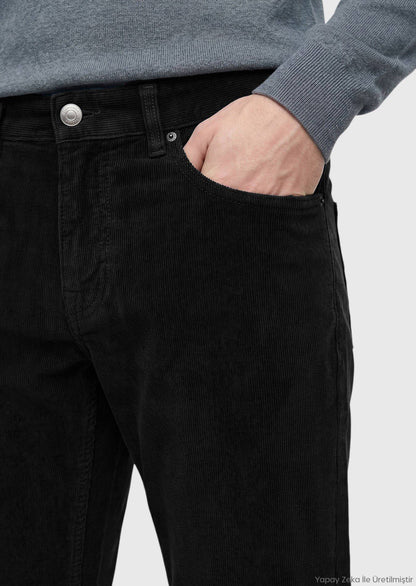 Schwarze Velours Casual Baumwollhose